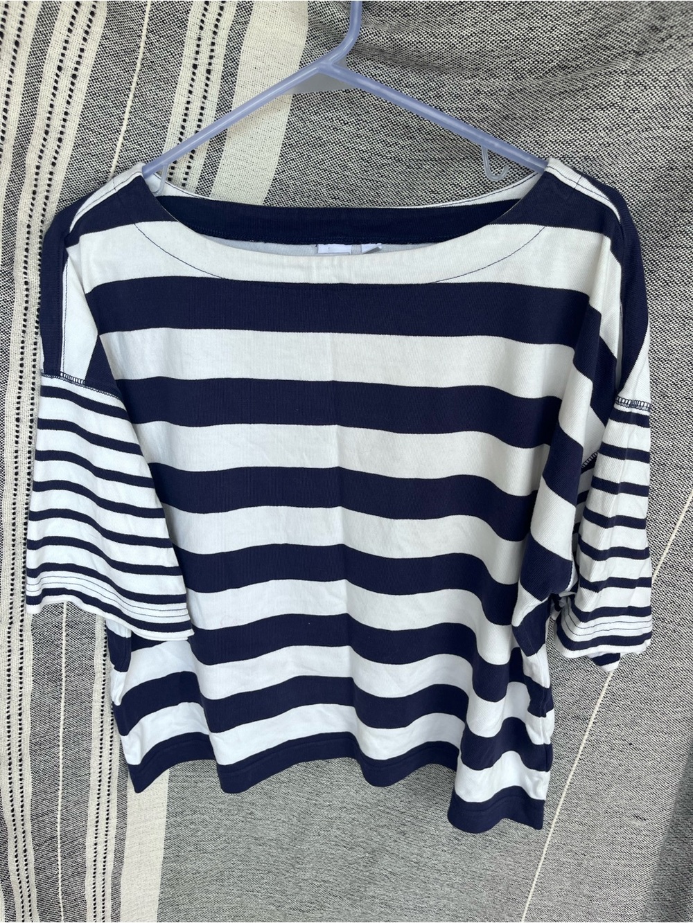 Striped Navy and White Women’s Boatneck shirt